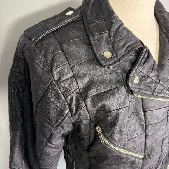 ACCENT on You 100% Leather Motorcycle Jacket, Black, Belt, Zipper, Sz S 2/$50 - Picture 4 of 16